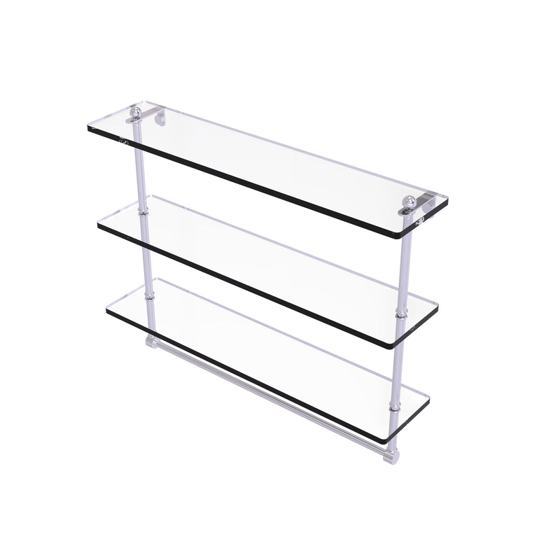 Allied Brass 22 Inch Triple Tiered Glass Shelf with Integrated Towel Bar RC-5-22TB-SCH