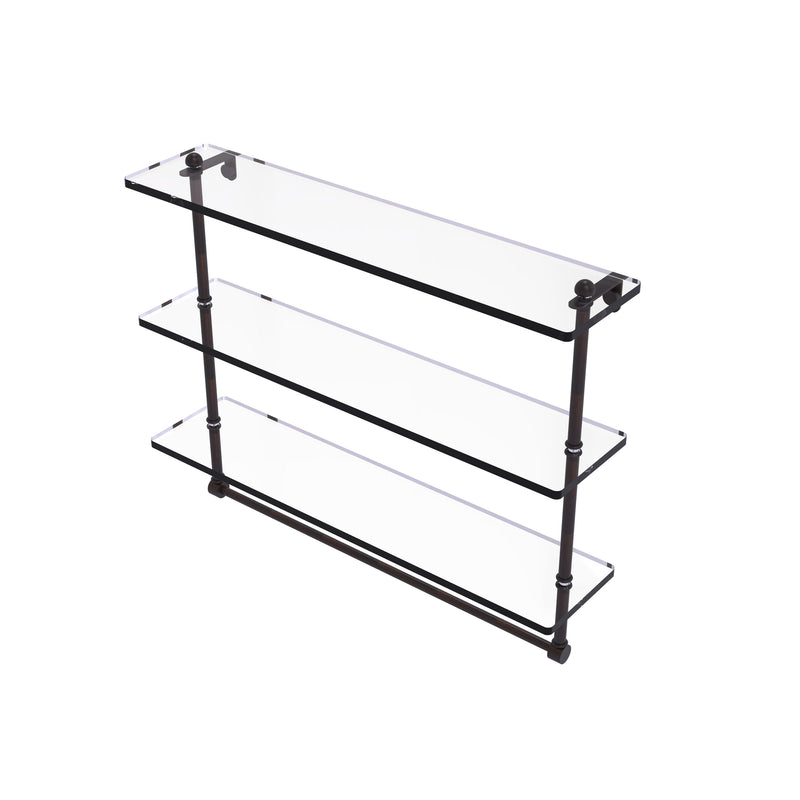 Allied Brass 22 Inch Triple Tiered Glass Shelf with Integrated Towel Bar RC-5-22TB-VB