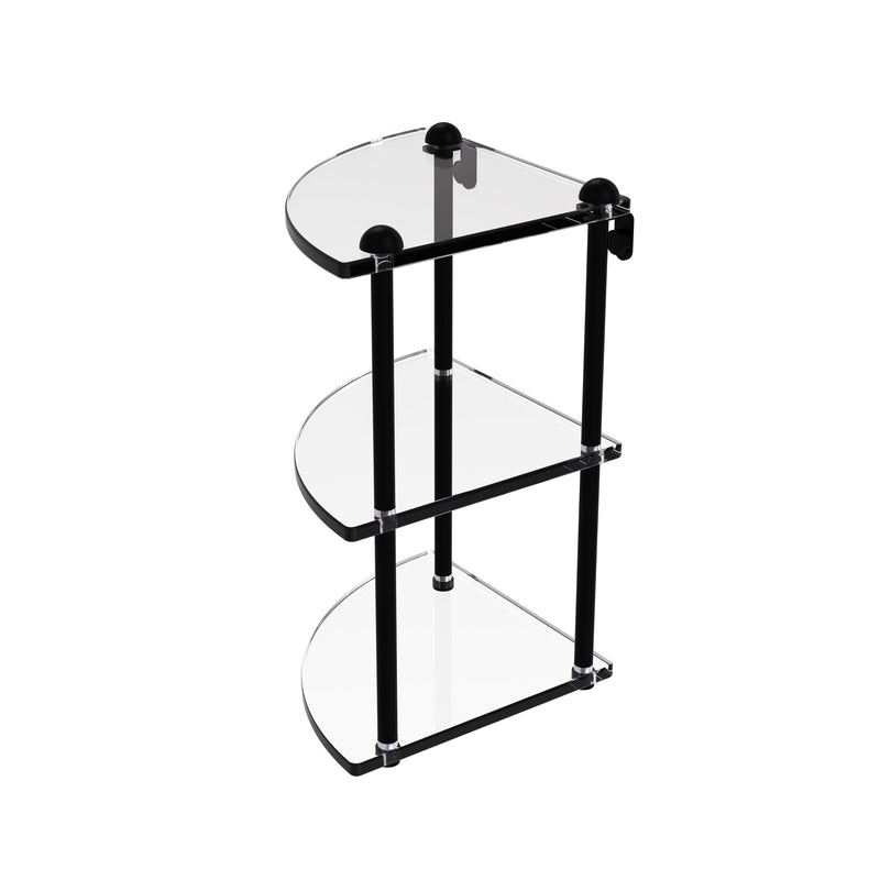 Allied Brass Three Tier Corner Glass Shelf RC-6-BKM