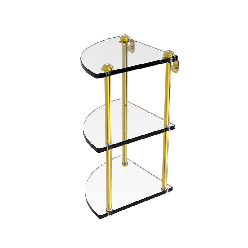 Allied Brass Three Tier Corner Glass Shelf RC-6-PB