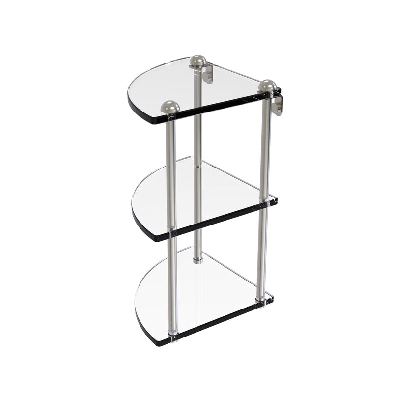 Allied Brass Three Tier Corner Glass Shelf RC-6-SN