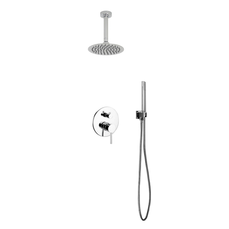 KubeBath Aqua Rondo Shower Set with 8" Ceiling Mount Square Rain Shower and Handheld R-CR8HH2V