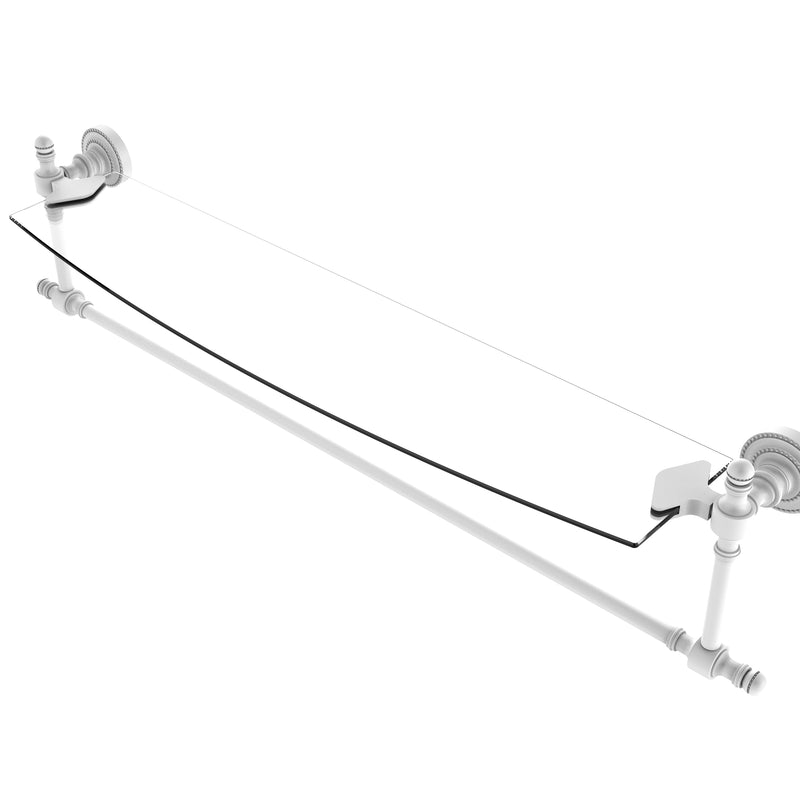 Allied Brass Retro Dot Collection 24 Inch Glass Vanity Shelf with Integrated Towel Bar RD-33TB-24-WHM