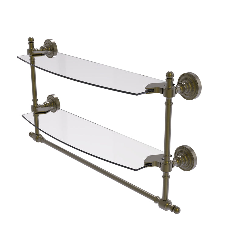 Allied Brass Retro Dot Collection 18 Inch Two Tiered Glass Shelf with Integrated Towel Bar RD-34TB-18-ABR