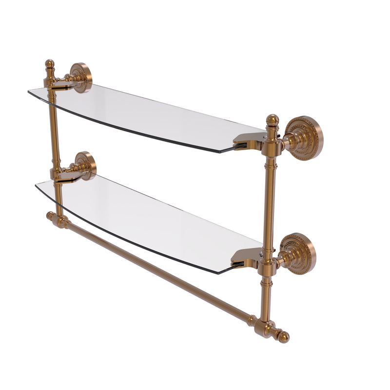 Allied Brass Retro Dot Collection 18 Inch Two Tiered Glass Shelf with Integrated Towel Bar RD-34TB-18-BBR