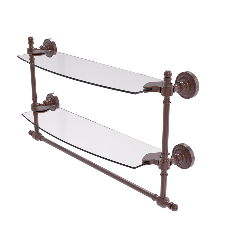 Allied Brass Retro Dot Collection 18 Inch Two Tiered Glass Shelf with Integrated Towel Bar RD-34TB-18-CA