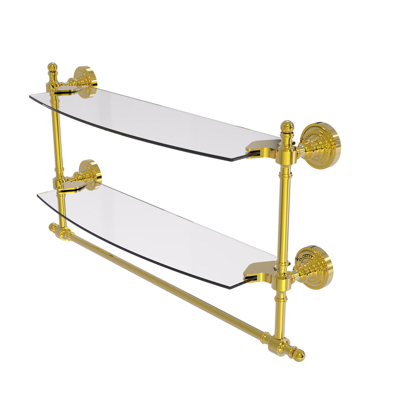 Allied Brass Retro Dot Collection 18 Inch Two Tiered Glass Shelf with Integrated Towel Bar RD-34TB-18-PB