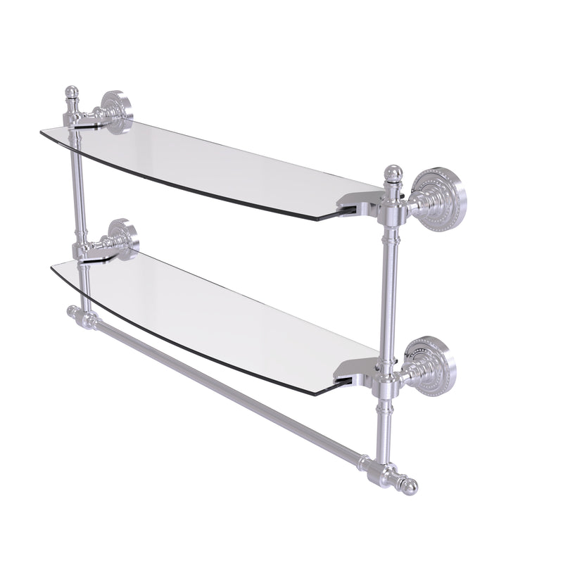 Allied Brass Retro Dot Collection 18 Inch Two Tiered Glass Shelf with Integrated Towel Bar RD-34TB-18-SCH