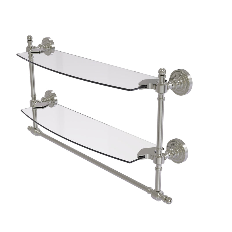 Allied Brass Retro Dot Collection 18 Inch Two Tiered Glass Shelf with Integrated Towel Bar RD-34TB-18-SN