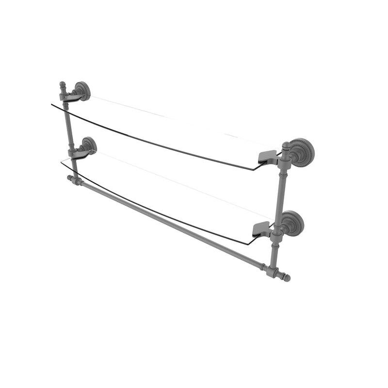 Allied Brass Retro Dot Collection 24 Inch Two Tiered Glass Shelf with Integrated Towel Bar RD-34TB-24-GYM