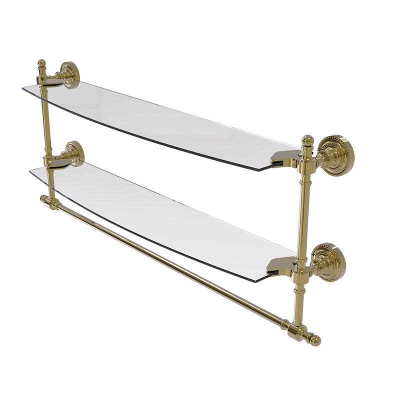 Allied Brass Retro Dot Collection 24 Inch Two Tiered Glass Shelf with Integrated Towel Bar RD-34TB-24-UNL