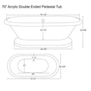 Cambridge Plumbing Acrylic Double Ended Pedestal Bathtub 70" x 30" No Drillings BN Package