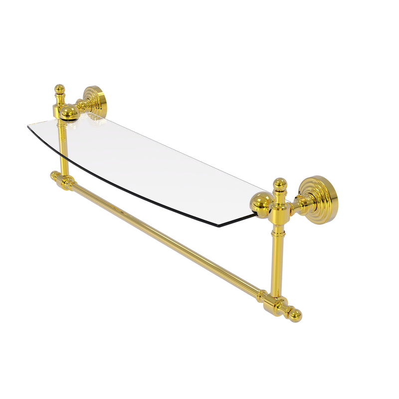 Allied Brass Retro Wave Collection 18 Inch Glass Vanity Shelf with Integrated Towel Bar RW-33TB-18-PB