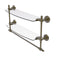 Allied Brass Retro Wave Collection 18 Inch Two Tiered Glass Shelf with Integrated Towel Bar RW-34TB-18-ABR