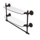 Allied Brass Retro Wave Collection 18 Inch Two Tiered Glass Shelf with Integrated Towel Bar RW-34TB-18-ABZ