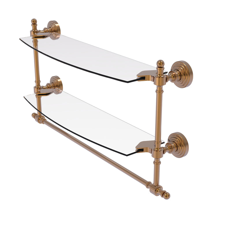 Allied Brass Retro Wave Collection 18 Inch Two Tiered Glass Shelf with Integrated Towel Bar RW-34TB-18-BBR