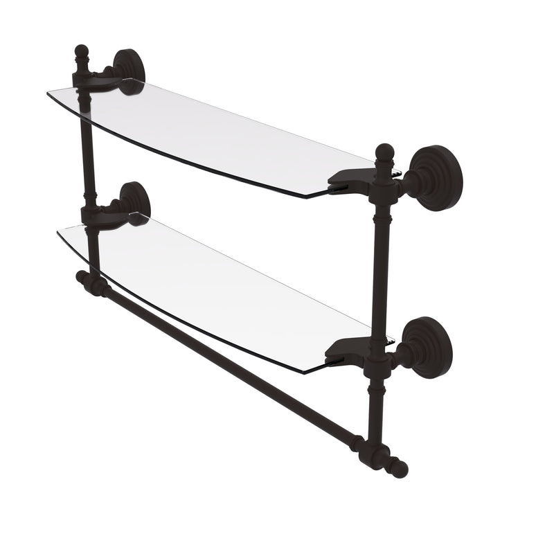 Allied Brass Retro Wave Collection 18 Inch Two Tiered Glass Shelf with Integrated Towel Bar RW-34TB-18-ORB