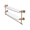 Allied Brass Retro Wave Collection 24 Inch Two Tiered Glass Shelf with Integrated Towel Bar RW-34TB-24-BBR