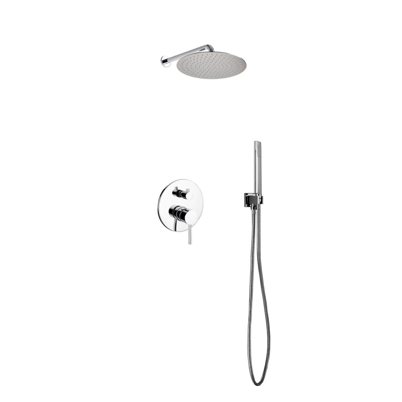 KubeBath Aqua Rondo Shower Set with 12" Rain Shower and Handheld R-WR12HH2V