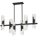 Dainolite 12 Light Horizontal Chandelier Matte Black Finish with Clear Fluted Glass SAM-4012HC-MB