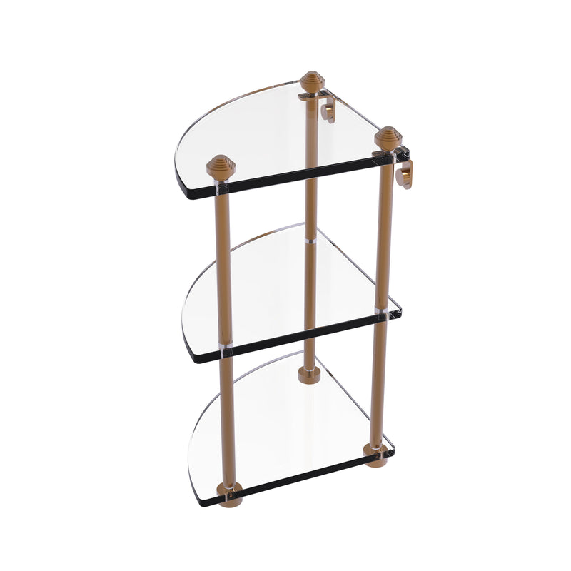 Allied Brass Southbeach Collection Three Tier Corner Glass Shelf SB-6-BBR