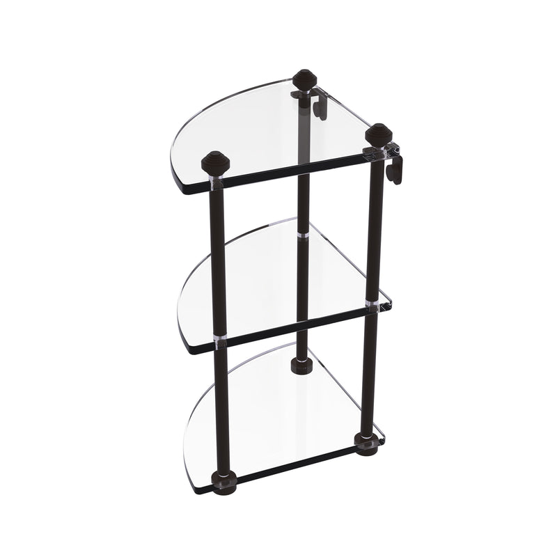 Allied Brass Southbeach Collection Three Tier Corner Glass Shelf SB-6-ORB