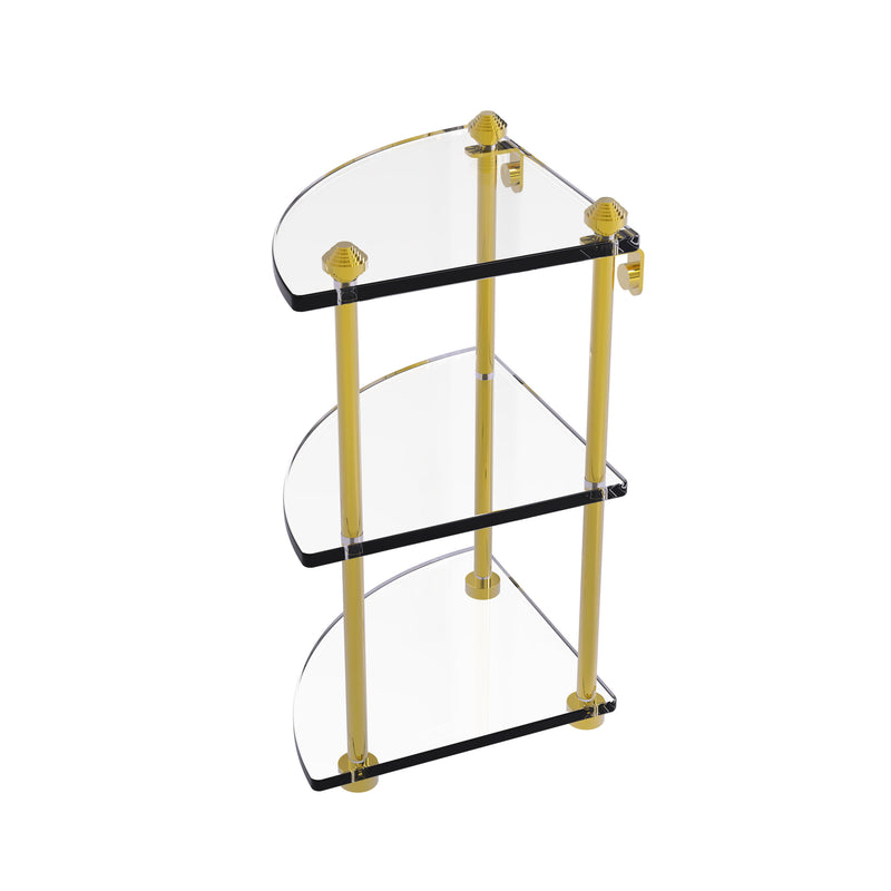 Allied Brass Southbeach Collection Three Tier Corner Glass Shelf SB-6-PB