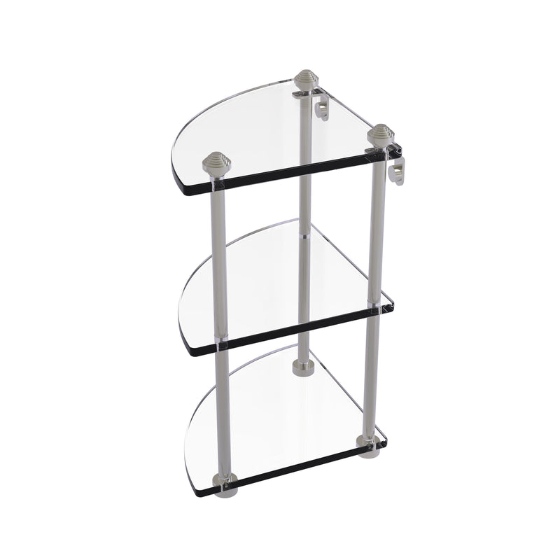 Allied Brass Southbeach Collection Three Tier Corner Glass Shelf SB-6-SN