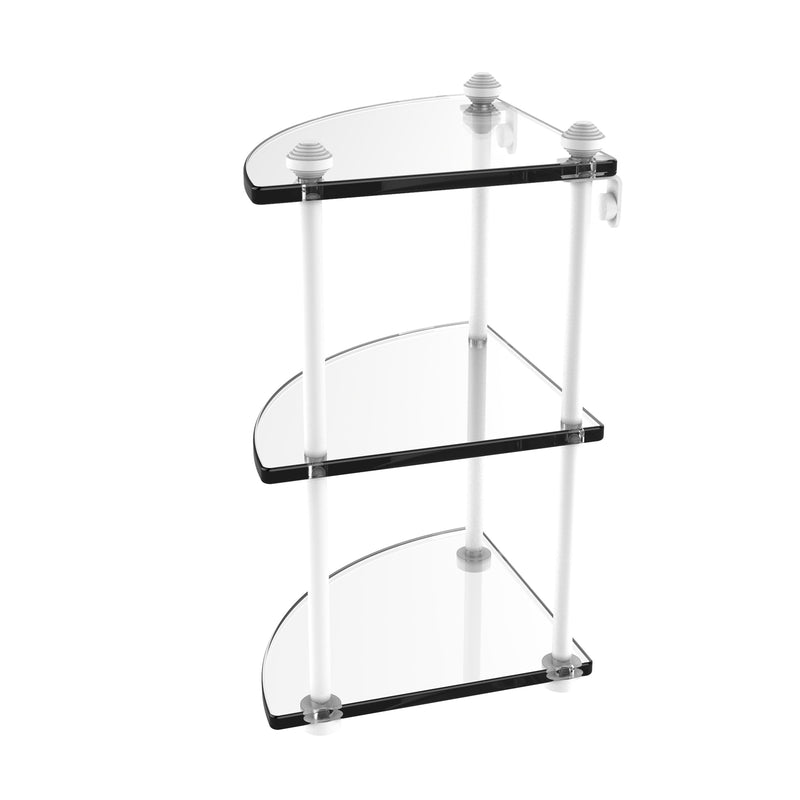 Allied Brass Southbeach Collection Three Tier Corner Glass Shelf SB-6-WHM