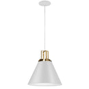 Dainolite 1 Light Incandescent Pendant Matte White with Aged Brass Accent SNS-141P-MW-AGB