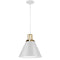 Dainolite 1 Light Incandescent Pendant Matte White with Aged Brass Accent SNS-141P-MW-AGB