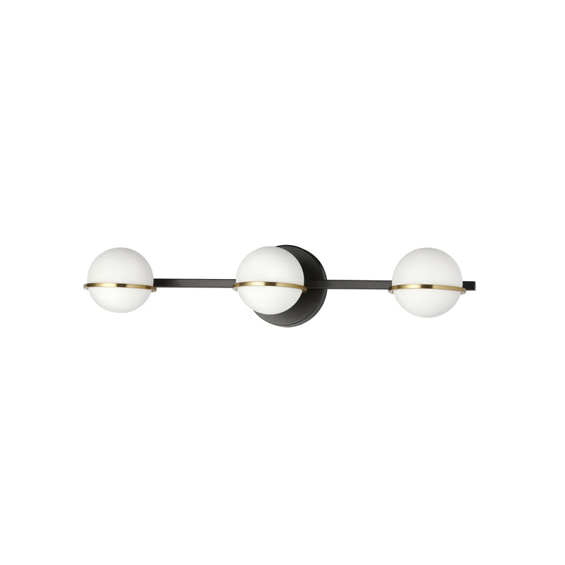 Dainolite 3 Light Halogen Vanity Matte Black / Aged Brass with White Opal Glass SOF-233W-MB-AGB