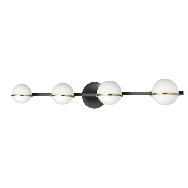 Dainolite 4 Light Halogen Vanity Matte Black / Aged Brass with White Opal Glass SOF-324W-MB-AGB