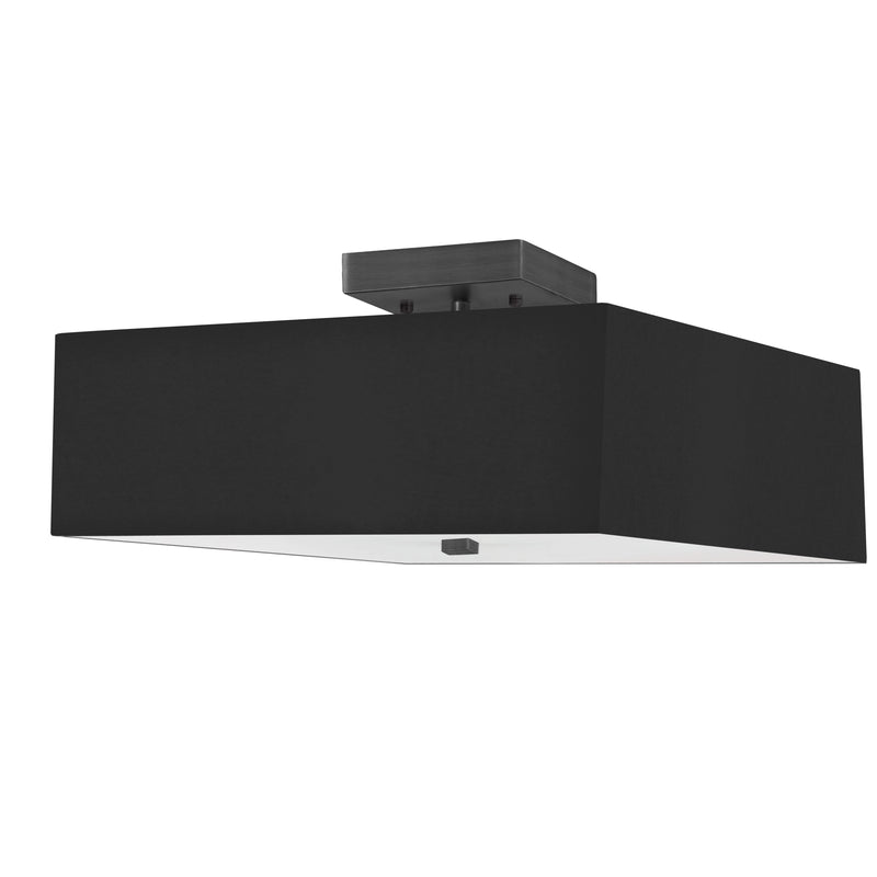 Dainolite 3 Light Incandescent Semi-Flush Matte Black with Black Shade SRN-143SF-MB-BK