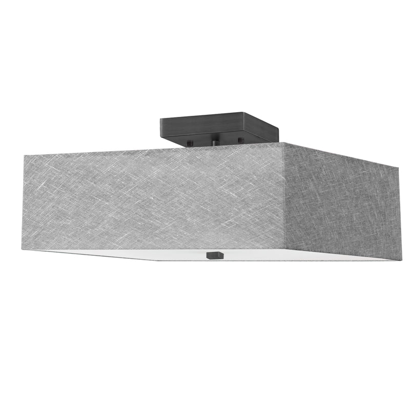 Dainolite 3 Light Incandescent Semi-Flush Matte Black with Gray Shade SRN-143SF-MB-GRY