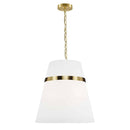 Dainolite 3 Light Incandescent Pendant Aged Brass with White Shade SYM-183P-AGB-WH