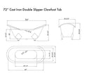 Cambridge Plumbing Cast Iron Double Ended Slipper Tub 71" x 30" 7" Deck Mount Faucet Drill