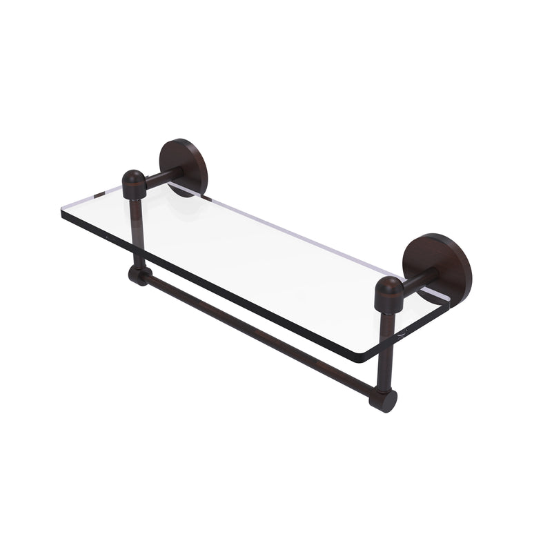 Allied Brass Tango Collection 16 Inch Glass Vanity Shelf with Integrated Towel Bar TA-1TB-16-VB