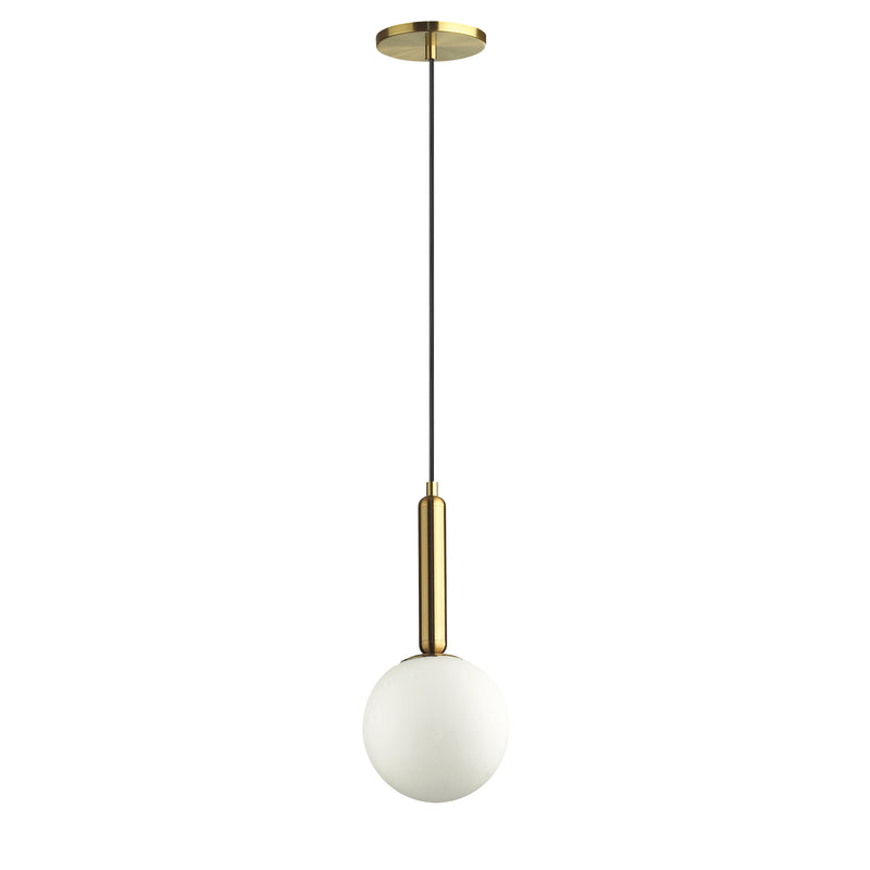 Dainolite 1 Light Incandescent Pendant Aged Brass with White Glass TAR-61P-AGB-WH