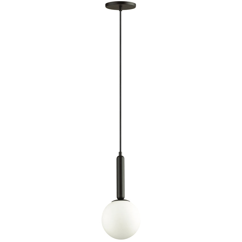 Dainolite 1 Light Incandescent Pendant Matte Black with White Glass TAR-61P-MB-WH