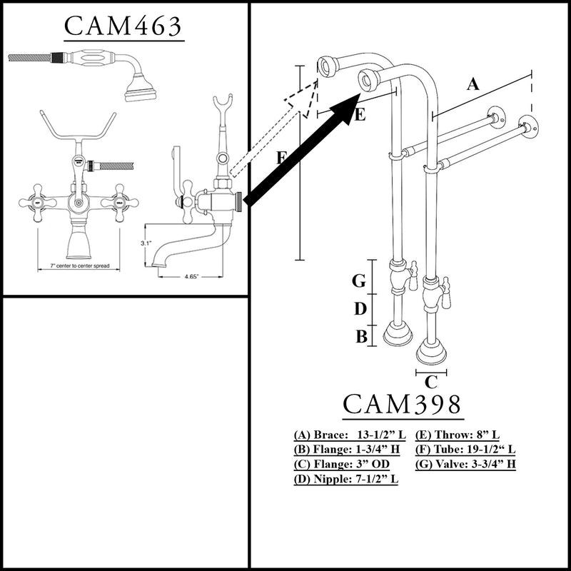 Cambridge Plumbing Clawfoot Tub Freestanding Faucet and Hand Held Shower Combo BN