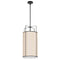 Dainolite 4 Light Pendant Drum Shade Black and Cream with White Fabric Diffuser TRA-124P-BK-CRM