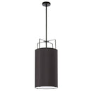 Dainolite 4 Light Pendant Drum Shade Black with White Fabric Diffuser TRA-124P-BK