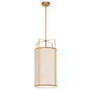 Dainolite 4 Light Pendant Drum Shade Gold and Cream with White Fabric Diffuser TRA-124P-GLD-CRM