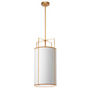 Dainolite 4 Light Pendant Drum Shade Gold and White with White Fabric Diffuser TRA-124P-GLD-WH