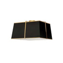 Dainolite 3 Light Gold Flush Mount Black Shade with White Fabric Diffuser TRA-163FH-GLD-BK