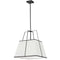 Dainolite 1 Light Pendant Black and White Shade with White Fabric Diffuser TRA-181P-BK-WH