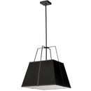 Dainolite 1 Light Pendant Black with White Fabric Diffuser TRA-181P-BK