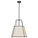 Dainolite 1 Light Trapezoid Pendant Black and Cream Shade with White Fabric Diffuser TRA-1P-BK-CRM