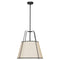 Dainolite 1 Light Trapezoid Pendant Black and Cream Shade with White Fabric Diffuser TRA-1P-BK-CRM